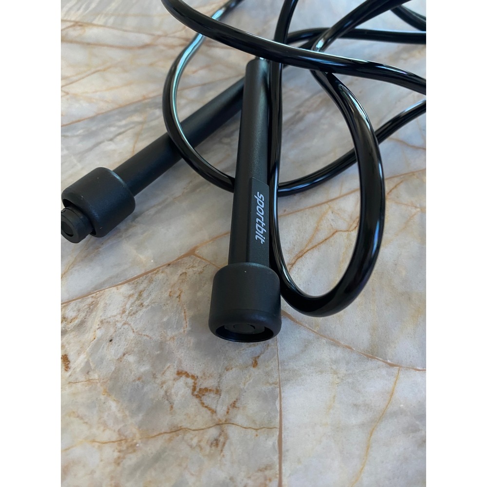 Sportbit Speed Jump Rope Black Ergonomic Handle Fitness Cardio Workout Gear